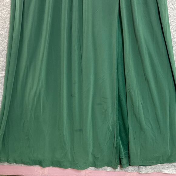 Oleg Cassini Emerald Green Rhinestone Halter Flowy A Line Evening Prom Dress 16W - Picture 4 of 9